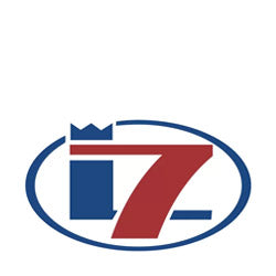 Logo of 17 in red and blue, showcasing world class performance in Line 7 collection.