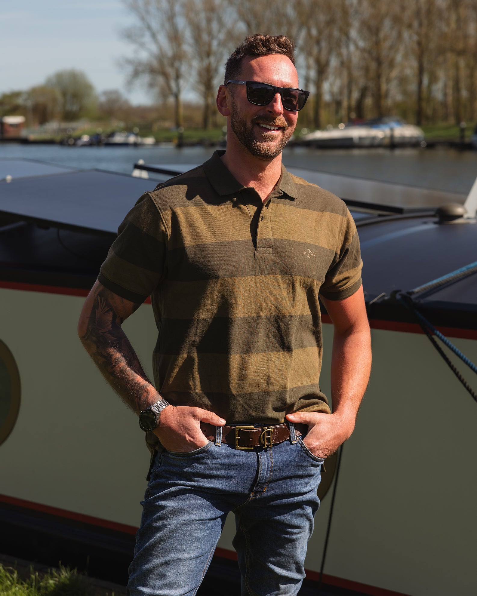 New Forest Stripe Pique Polo Shirt