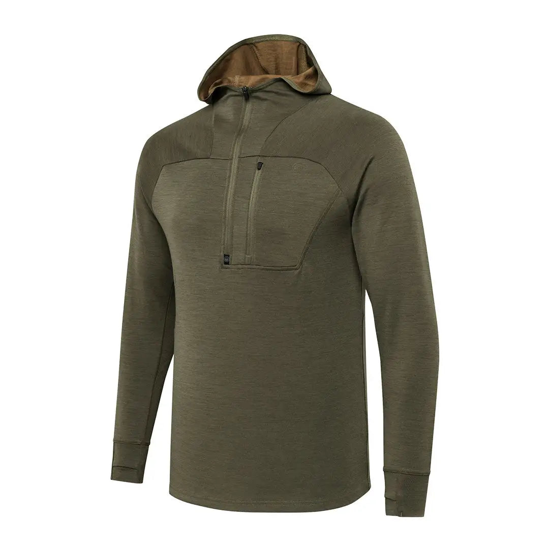 Beretta Apollo Merino hoodie in olive green with tan lining