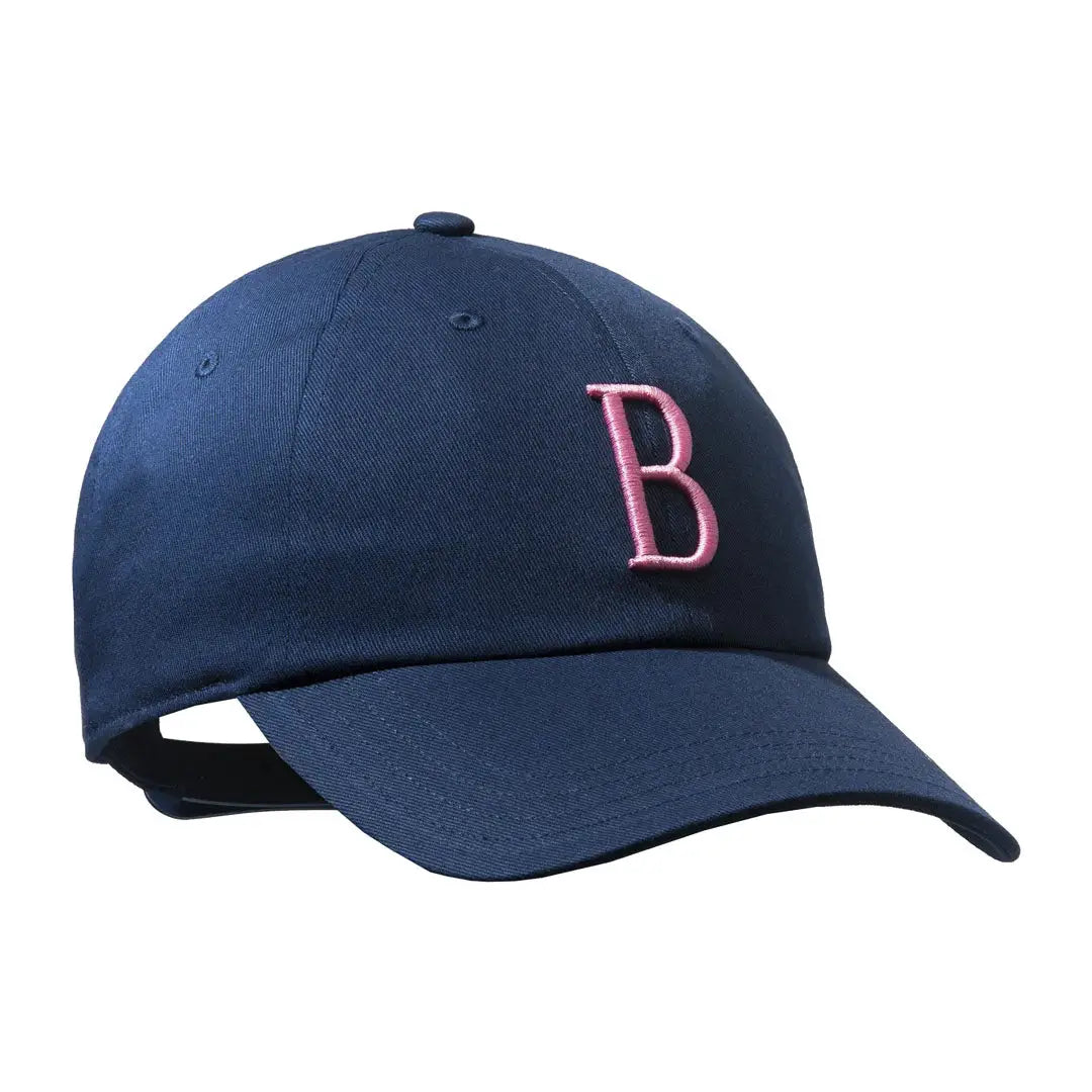 Navy baseball cap featuring a pink Big B logo, perfect for country clothing and hunting