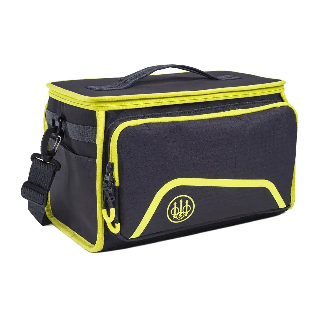 Black and yellow Beretta Challenge Cart lunch bag with shoulder strap for easy carrying
