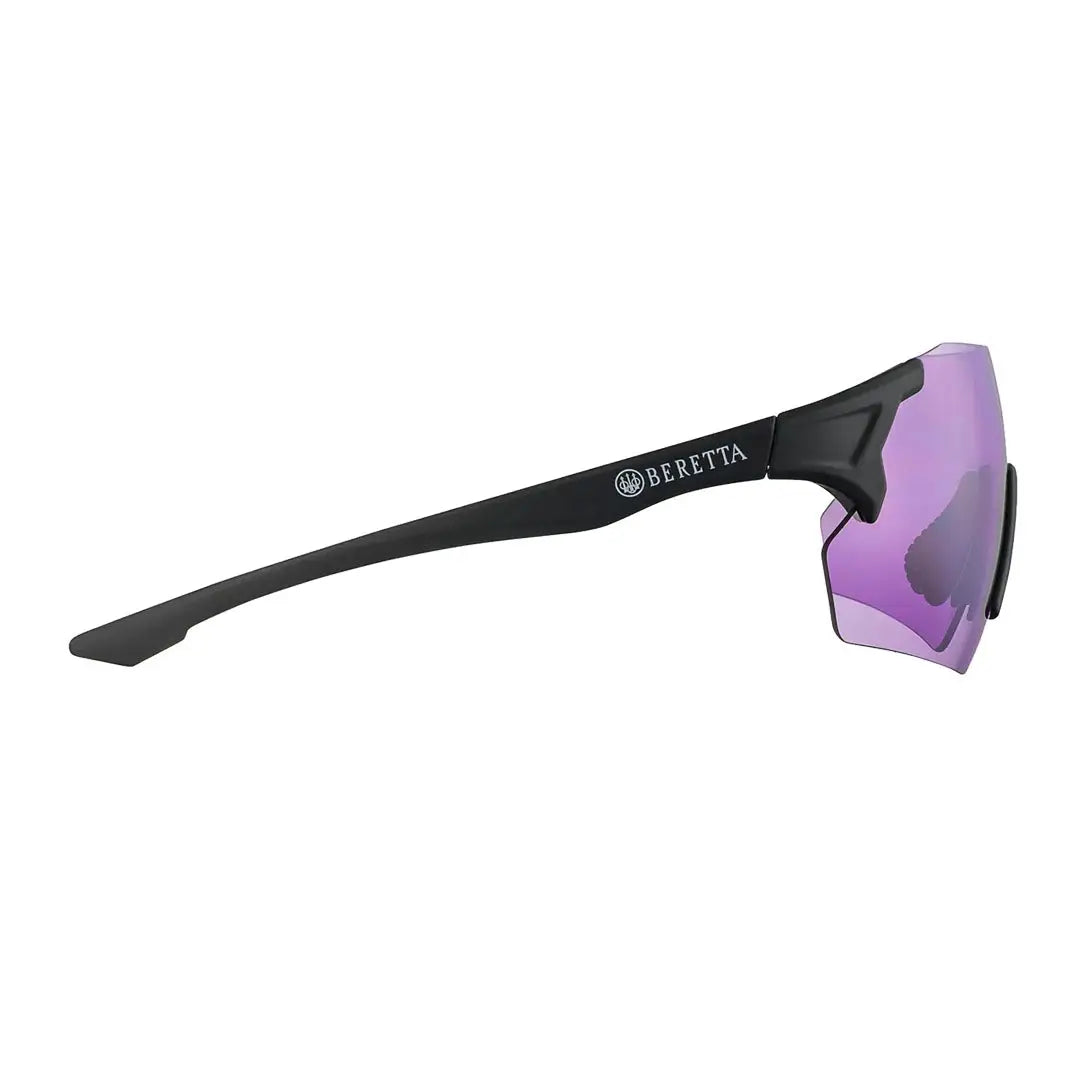 Black Beretta Challenge EVO eyeglasses with purple lenses for shooting and style