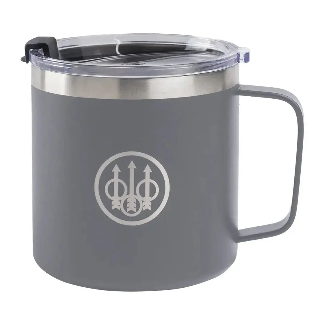 Gray Beretta Coffee Mug with handle and lid perfect for country clothing and outdoors vibes