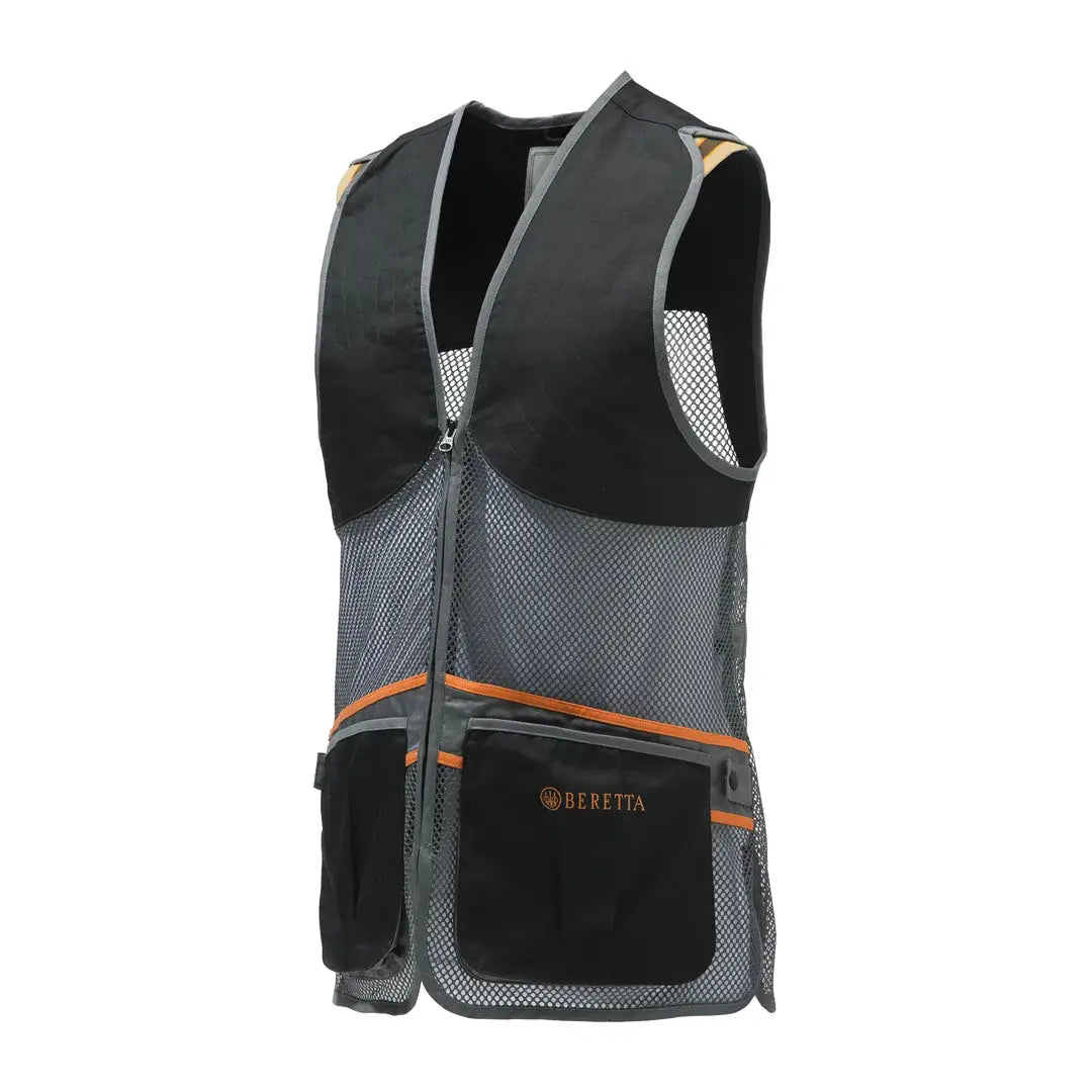 Black and gray mesh shooting vest from Beretta for a stylish and functional shooting experience
