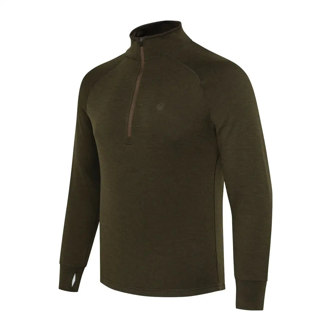 Olive green Merino Wool Half Zip Sweater for Country Clothing and Hunting
