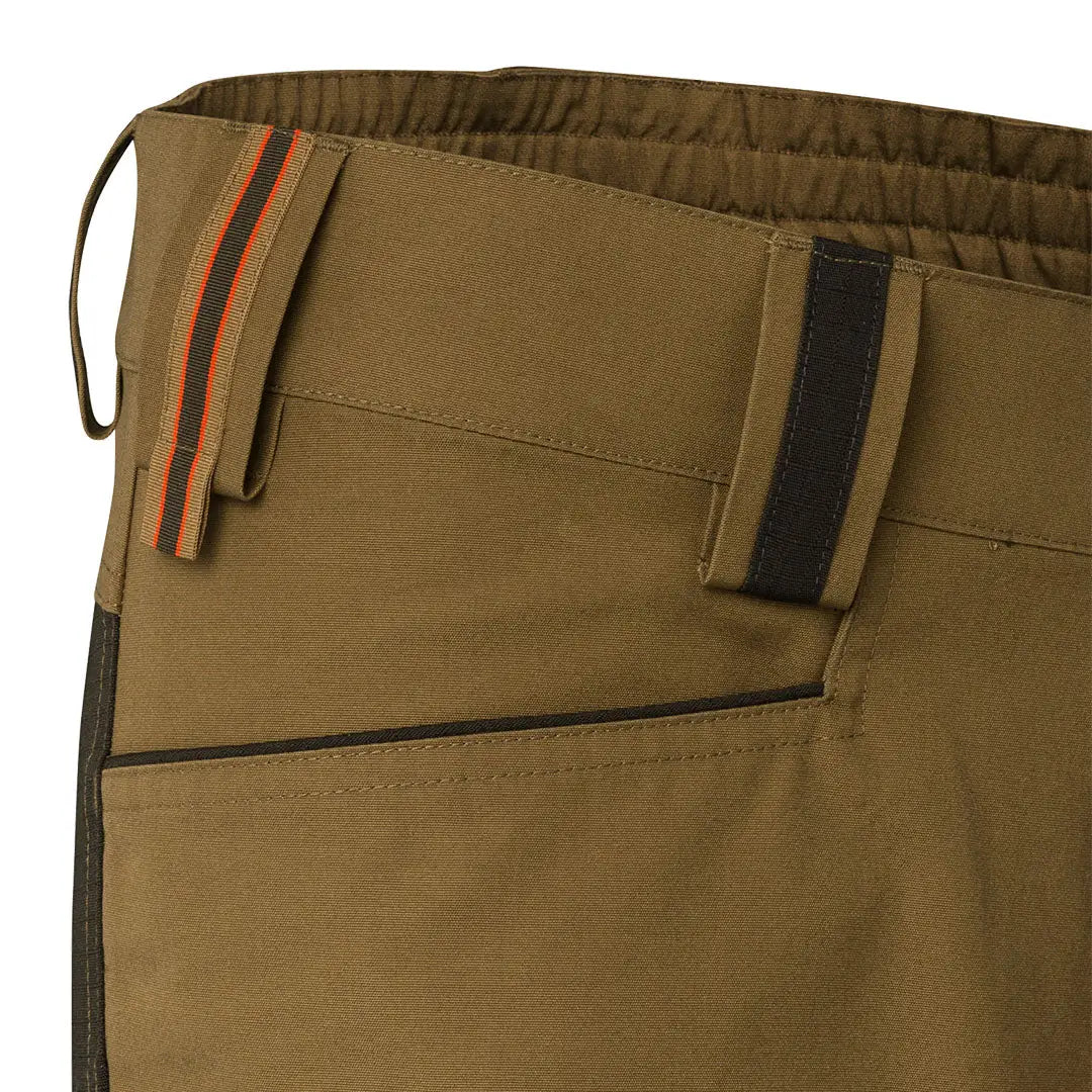 Beretta Jabali olive green cargo pants with orange black striped belt loops for hunting outdoors