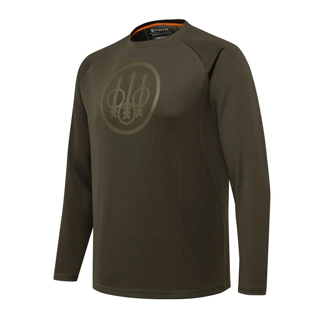 Beretta Ortles long sleeve t-shirt in olive green with chest logo