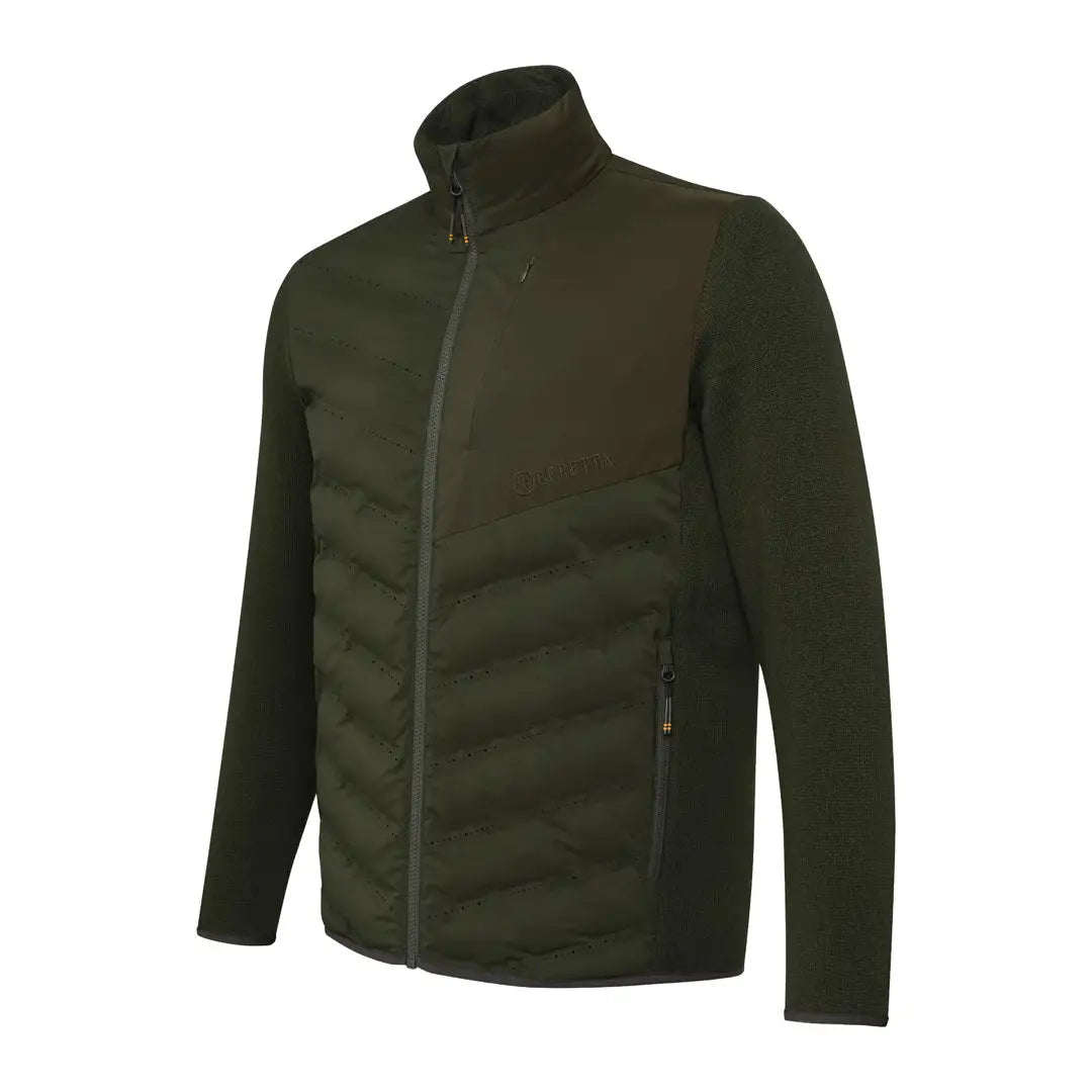Olive green quilted Beretta Roe GB Jacket with laser perforations for country hunting clothing