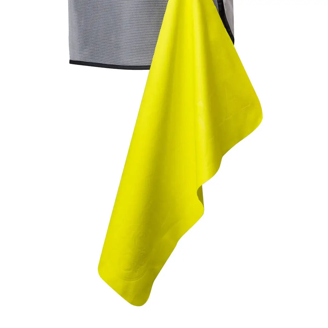 Hanging yellow microfiber cloth from the Beretta Shooting Towel for quick cleaning