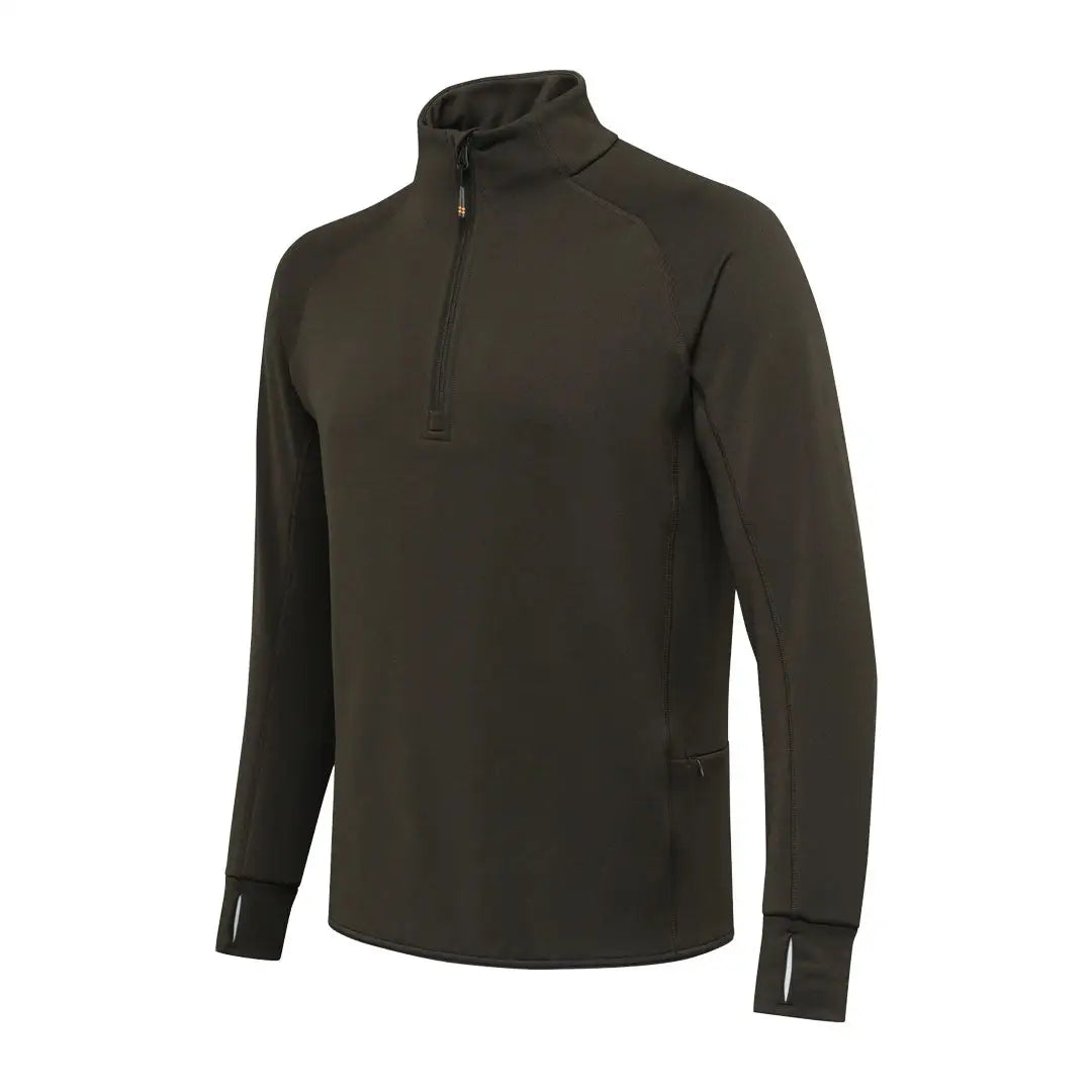 Olive green long-sleeved athletic shirt from Beretta Stretch Tech Half Zip Fleece