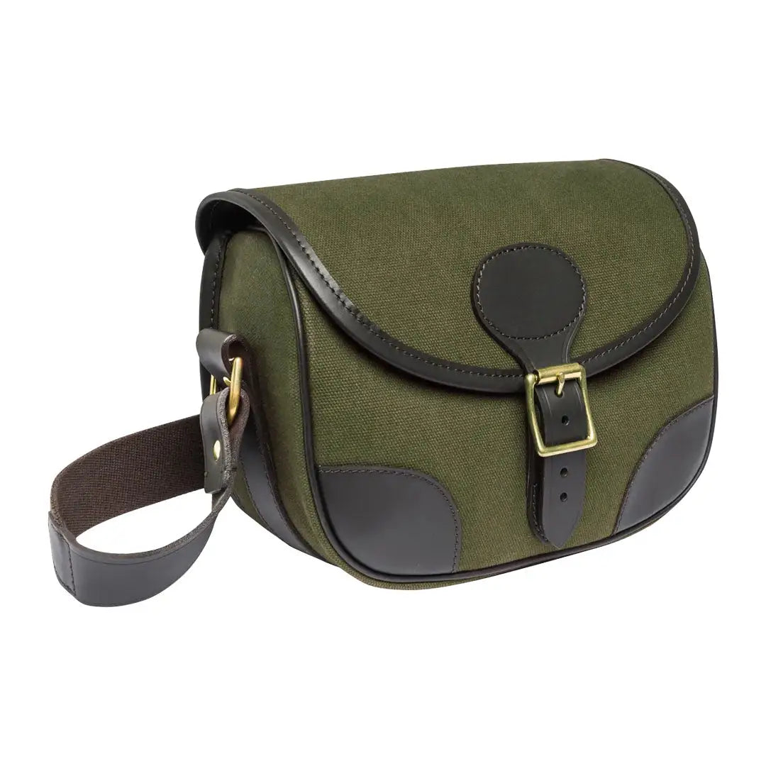 Olive green canvas and brown leather shoulder bag perfect for country clothing and hunting outdoors