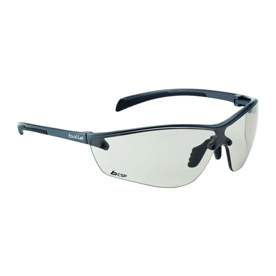 Gray rimless safety glasses from Bolle Silium Plus CSP Lens for outdoor hunting activities