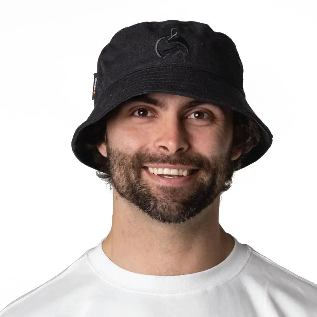 Black Bushbuck canvas bucket hat with logo, cotton material