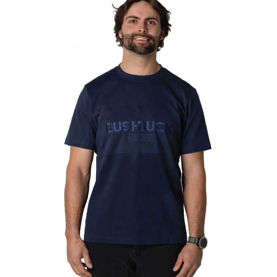 Navy blue push up Bushbuck Heritage Cotton Tee with ribbed neckline