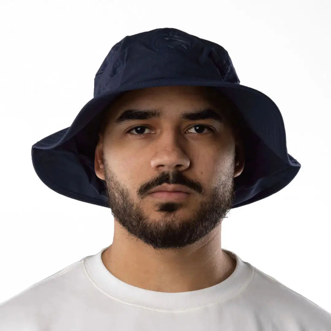 Navy blue Bushbuck Quick Dry wide brim bucket hat with adjustable strap