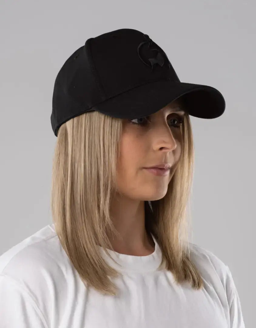 Black Bushbuck snapback cap with white logo, cotton for hunting outdoors