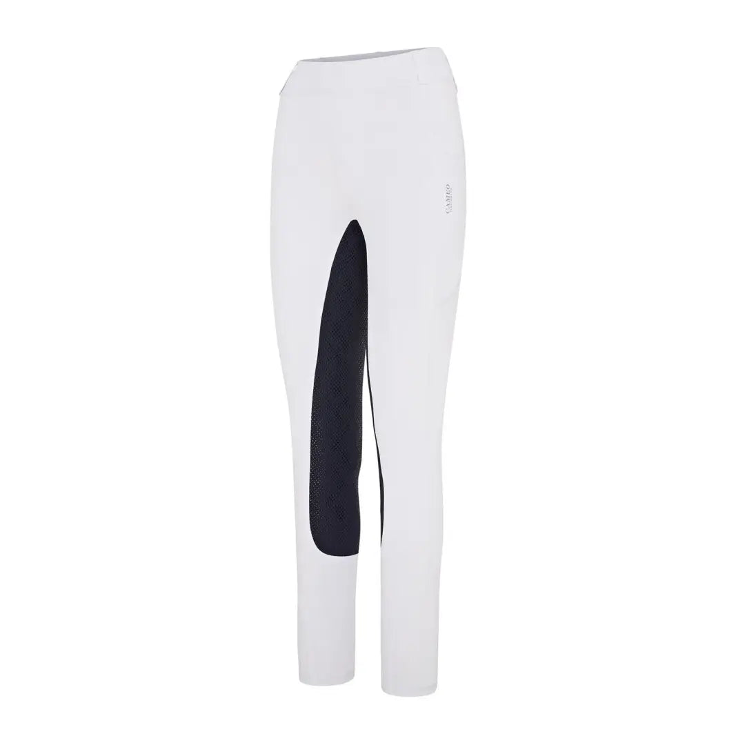 White Cameo Performance Riding Tights with dark knee patches for riding comfort