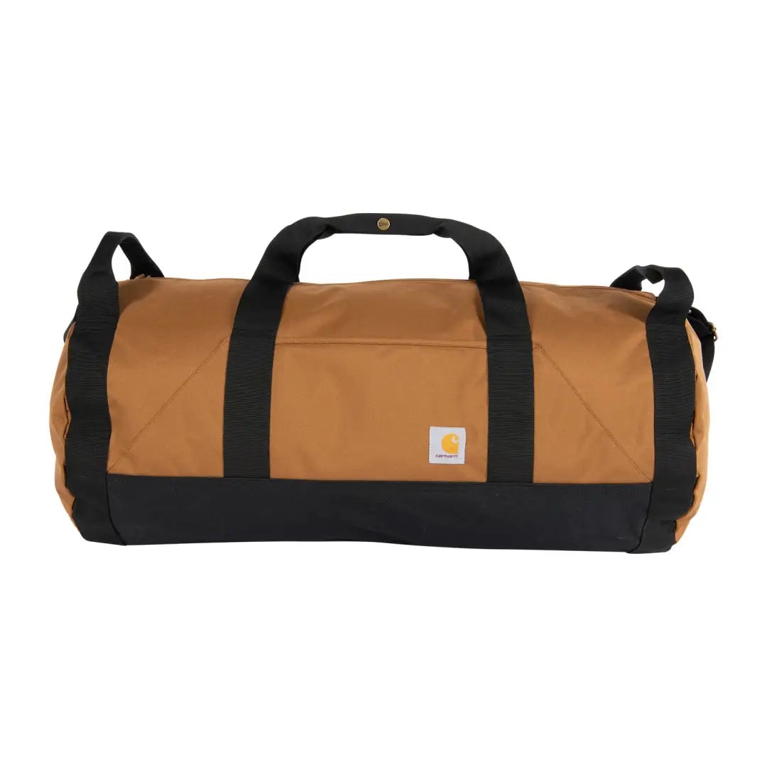 Brown and black Carhartt 40L Classic Round Duffel Bag in durable canvas