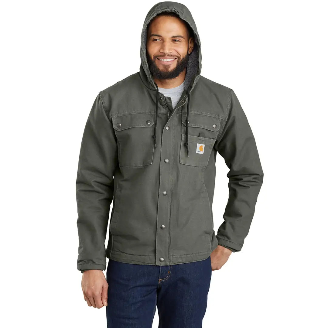 Carhartt Bartlett relaxed fit olive green hooded work jacket