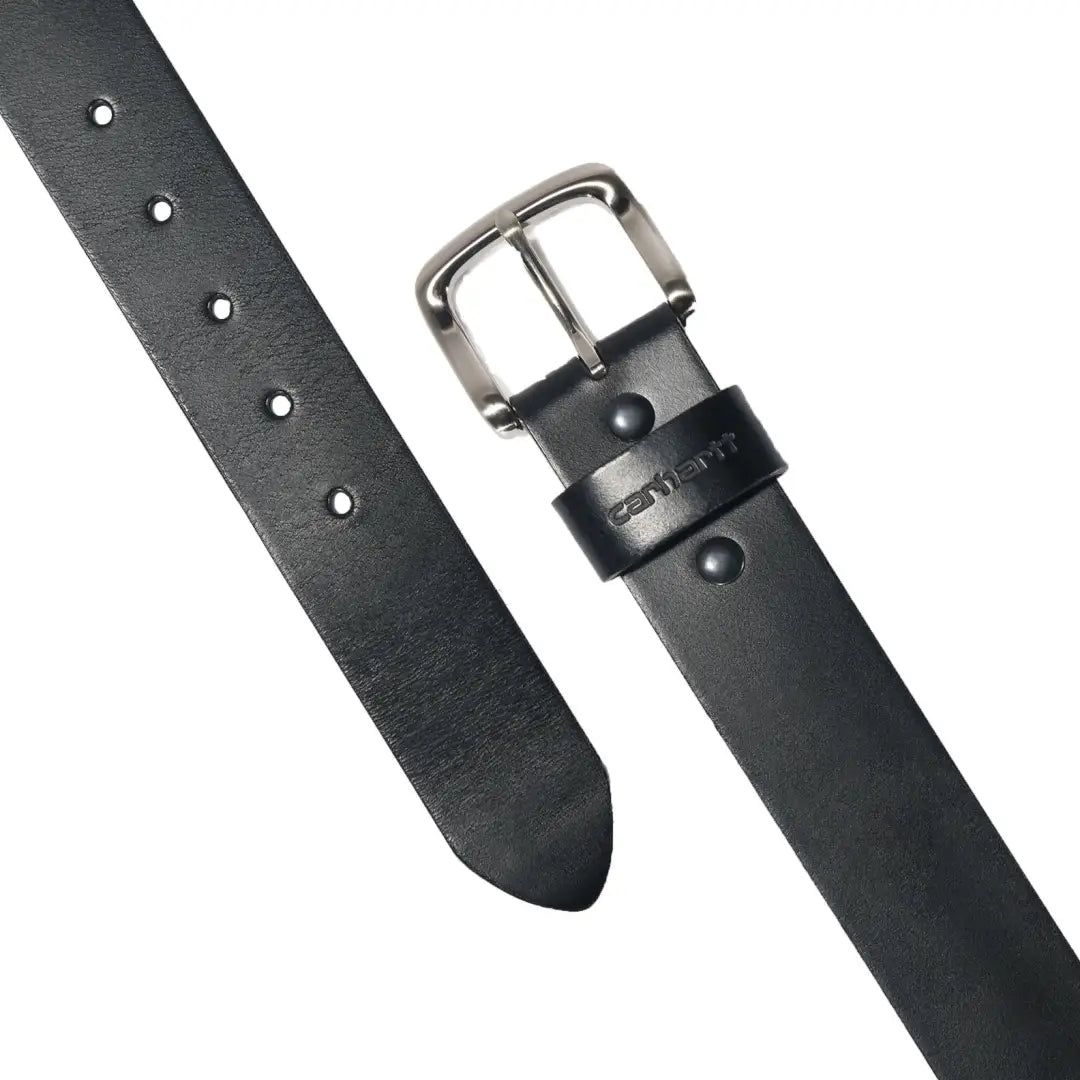 Carhartt classic leather buckle belt in black with silver buckle