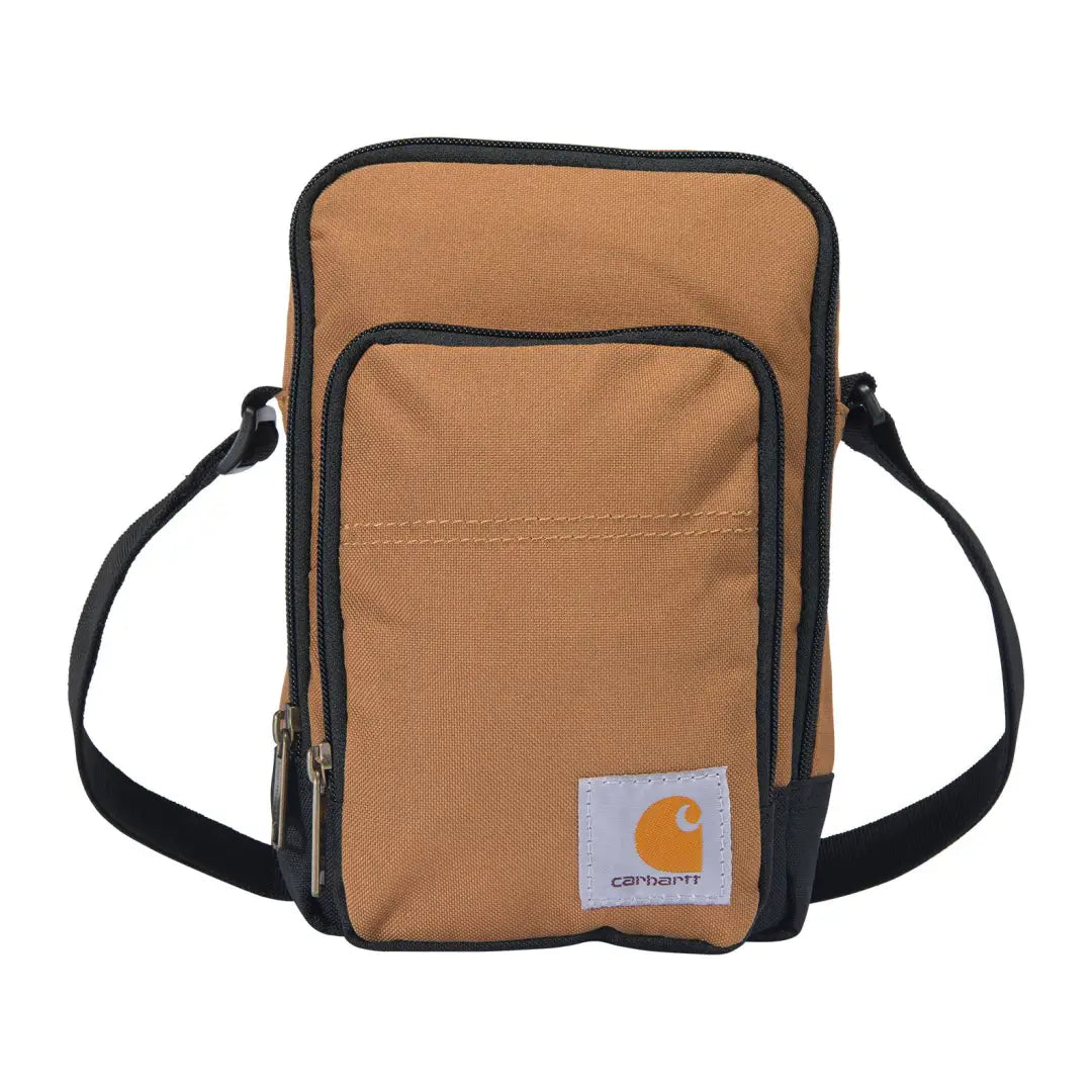 Brown Carhartt crossbody zip bag with black accents and logo