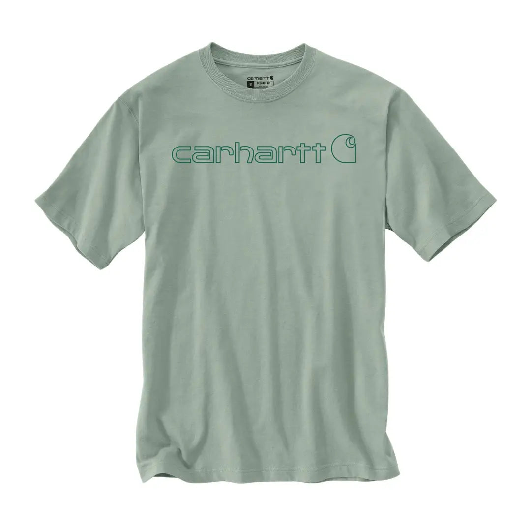 Soft sage green Carhartt Dearborn t-shirt with logo for country clothing outdoors