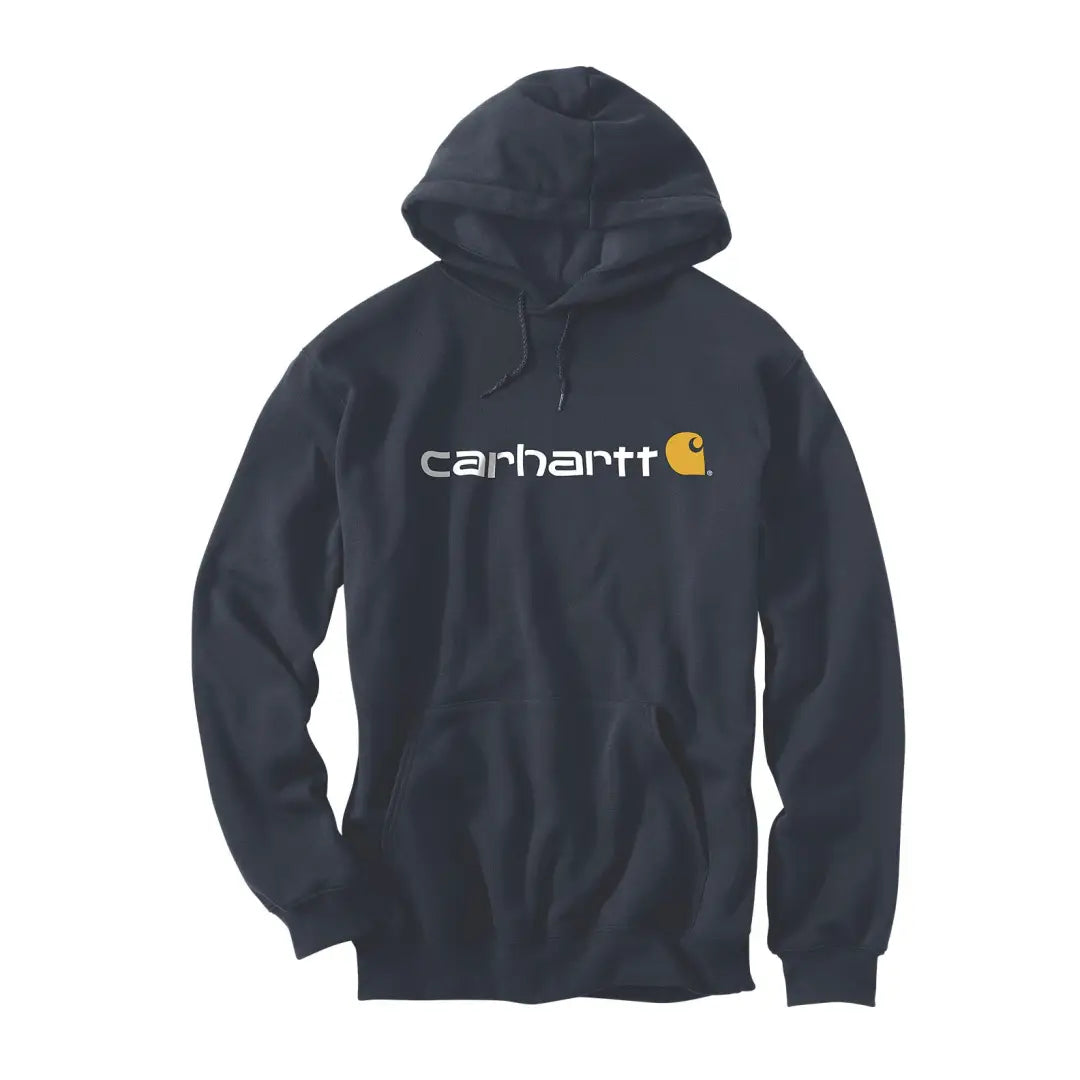 Dark navy Carhartt Marquette logo sweatshirt with loose fit for hunting