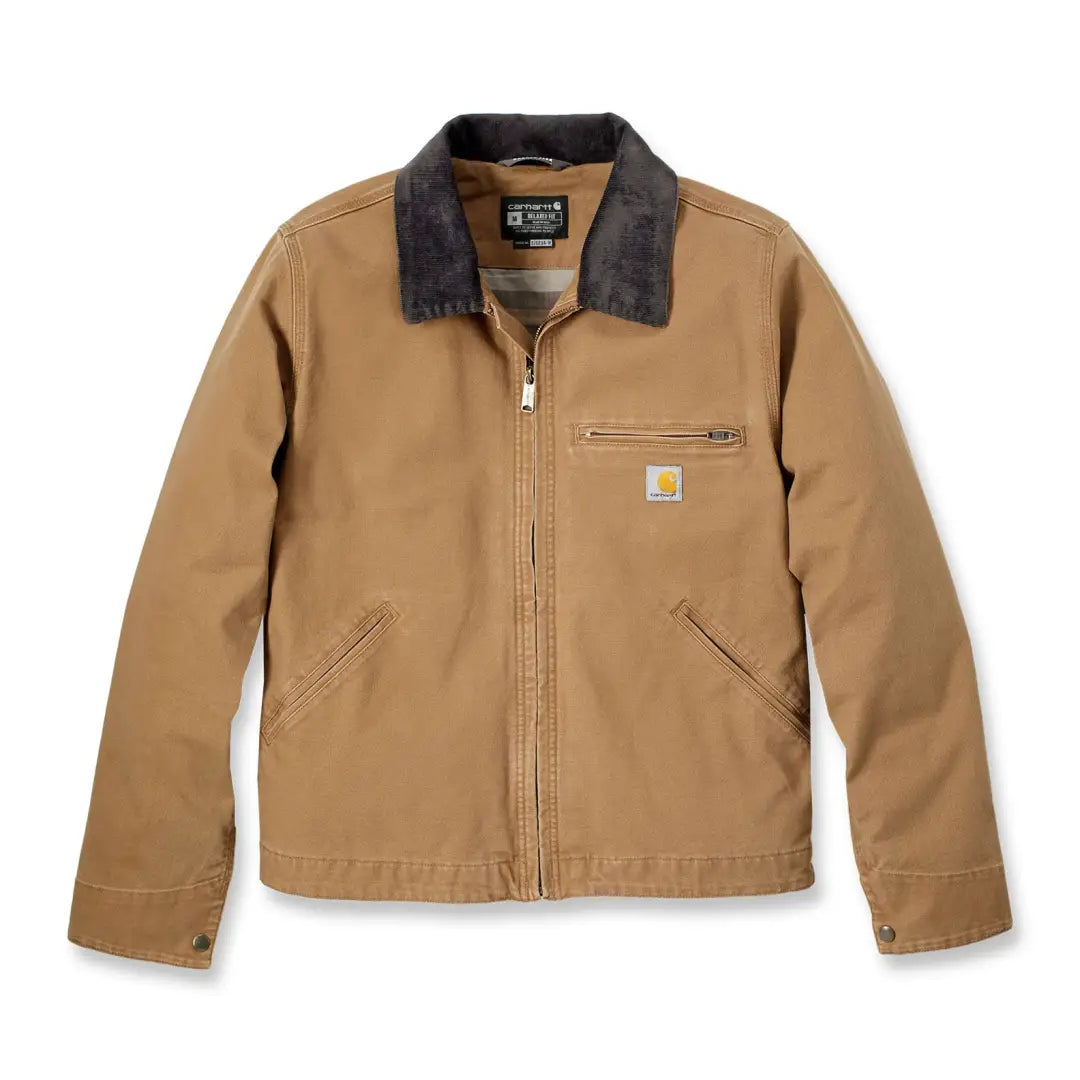 Tan Carhartt relaxed fit duck Detroit jacket with corduroy collar