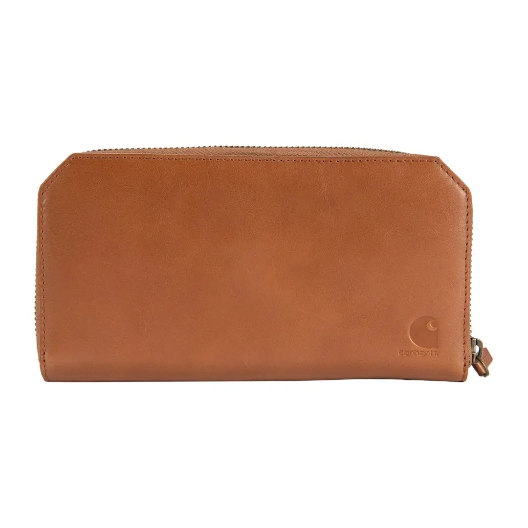 Tan Carhartt leather clutch wallet for outdoors and hunting