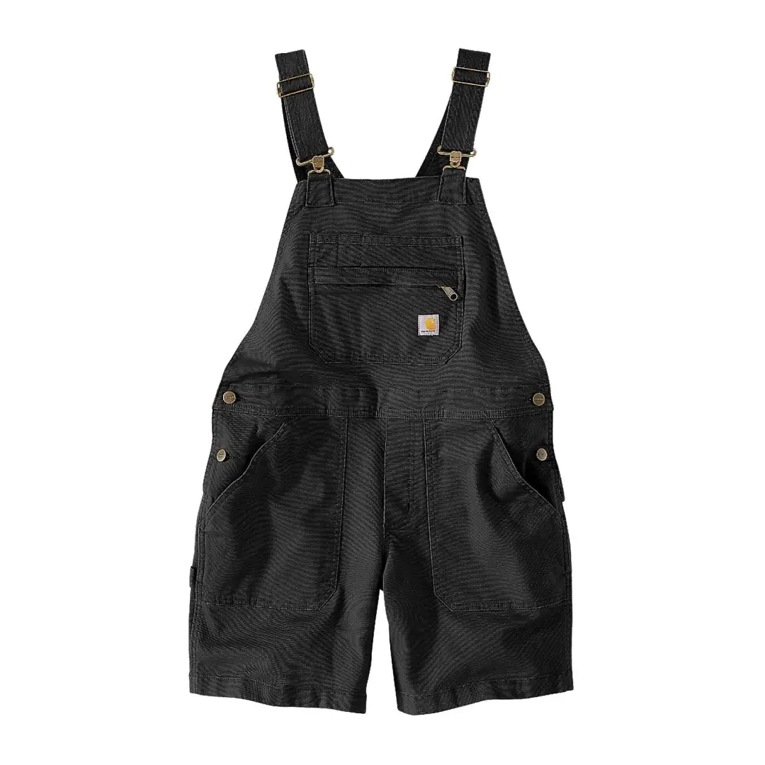 Black denim overall shorts from Carhartt Womens Rugged Flex Relaxed Fit country clothing for hunting
