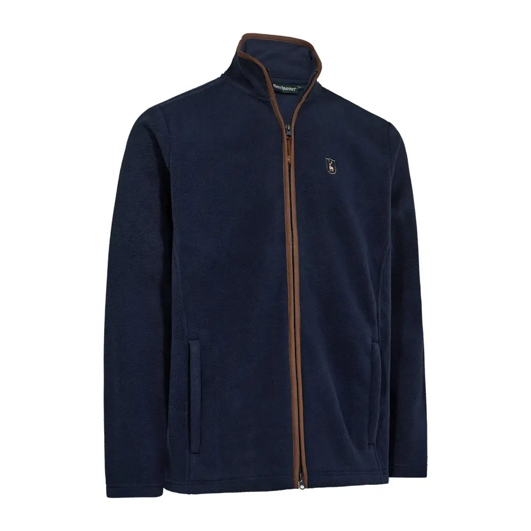 Navy blue Deerhunter Cumbria Fleece Jacket zip-up hoodie for outdoor adventures