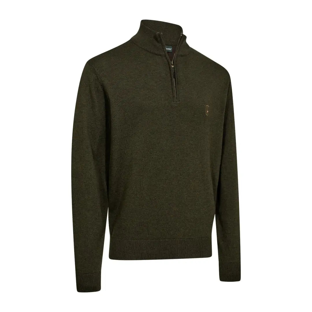 Olive green quarter-zip sweater from Deerhunter Harrington ½ Zip Knit for country clothing outdoor hunting style