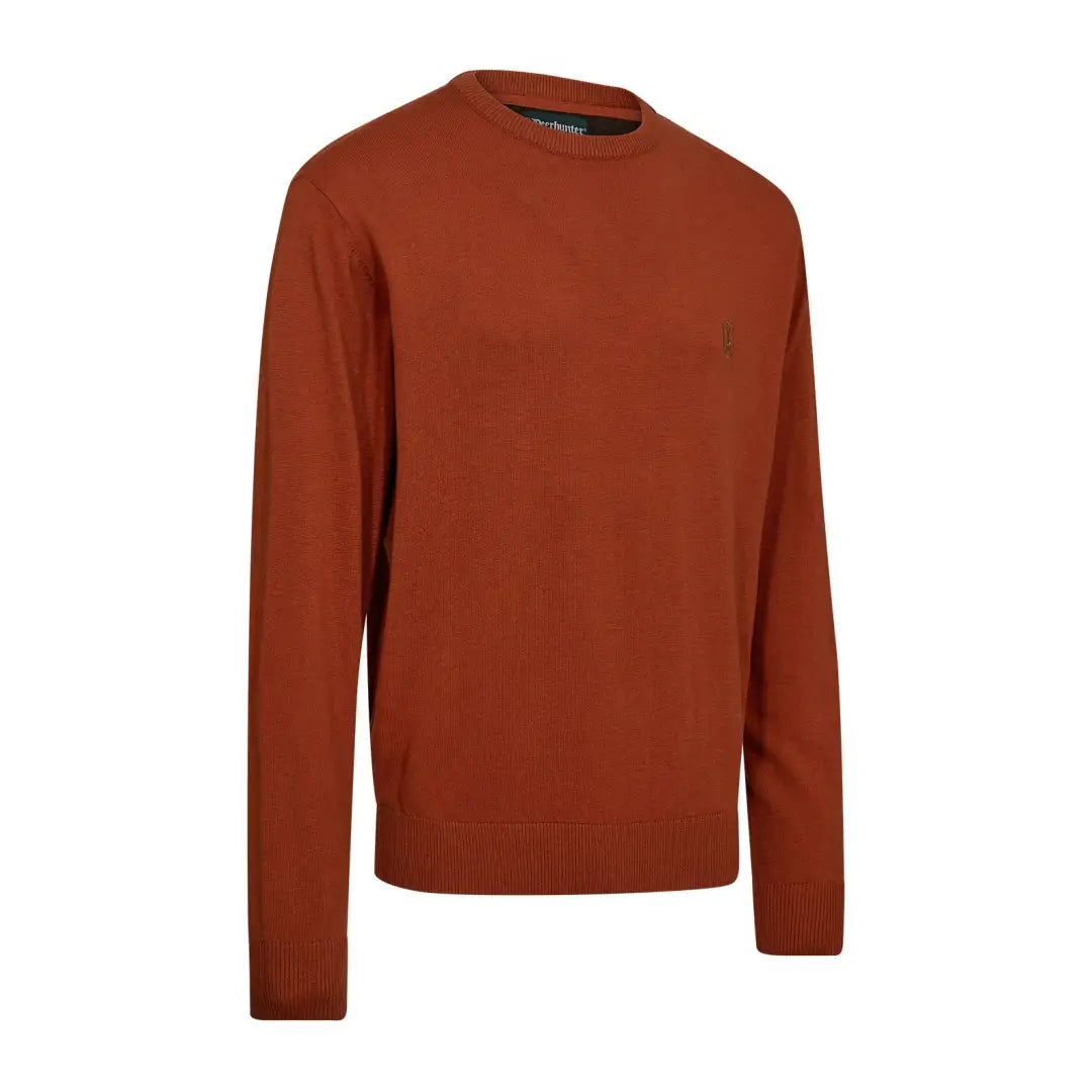 Rust-colored Deerhunter Harrington O-Neck Knit sweater perfect for country clothing and outdoors hunting