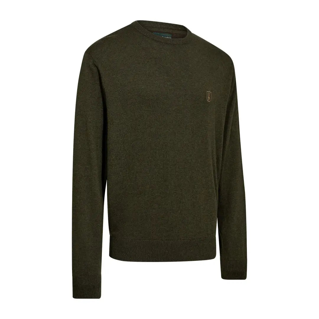Olive green Deerhunter Harrington O-Neck Knit sweater, perfect for country clothing and outdoors hunting style