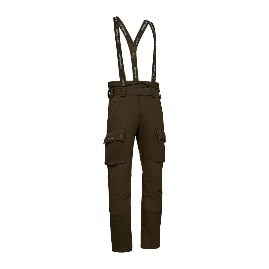 Deerhunter Muflon Pro trousers in brown with suspenders for hunting adventures