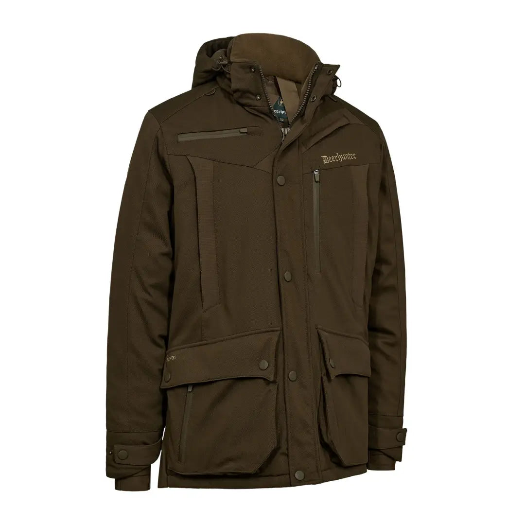 Olive green Deerhunter Muflon Pro Winter Jacket hoodie for cold weather styling