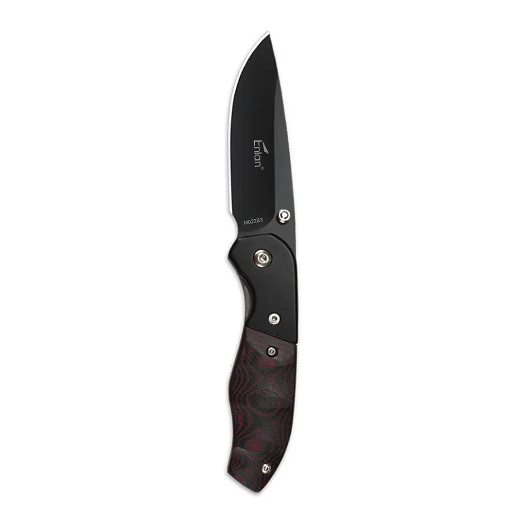 Enlan M022B3 black folding knife with camo handle for hunting outdoors
