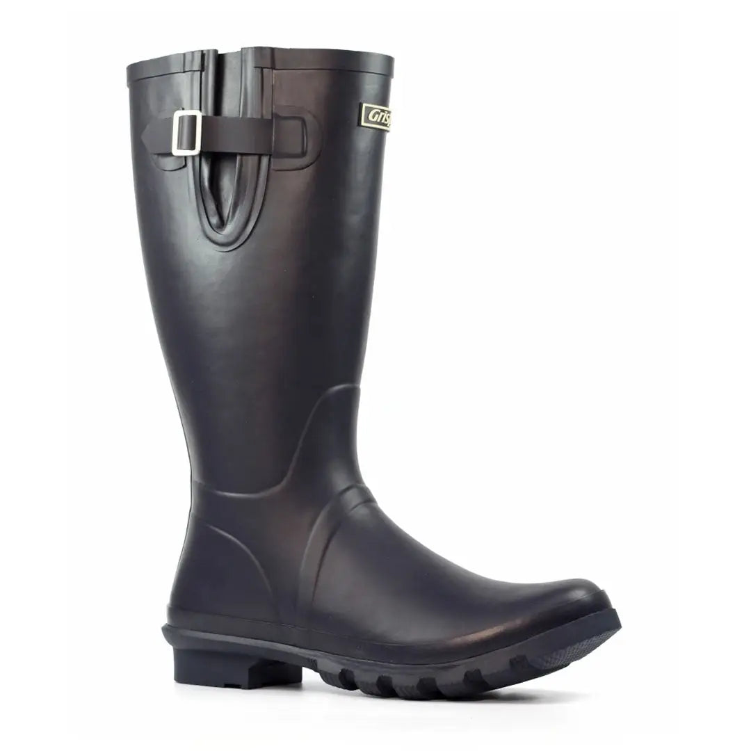 Dark rubber rain boot from Grisport Petersfield II, perfect for country clothing and outdoors