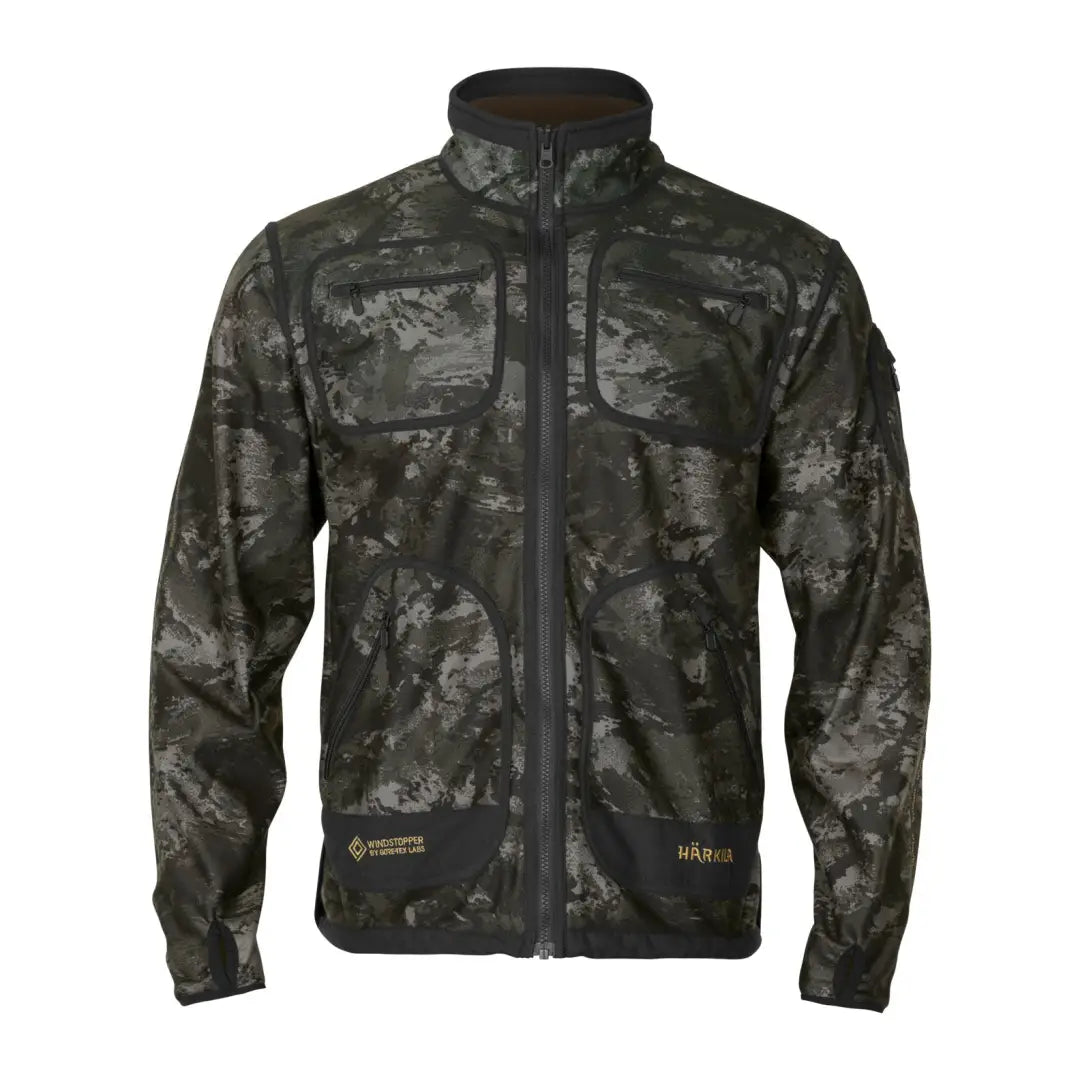 Camouflage patterned Härkila Kamko NOCTYX WSP Reversible Fleece Jacket for outdoor adventures