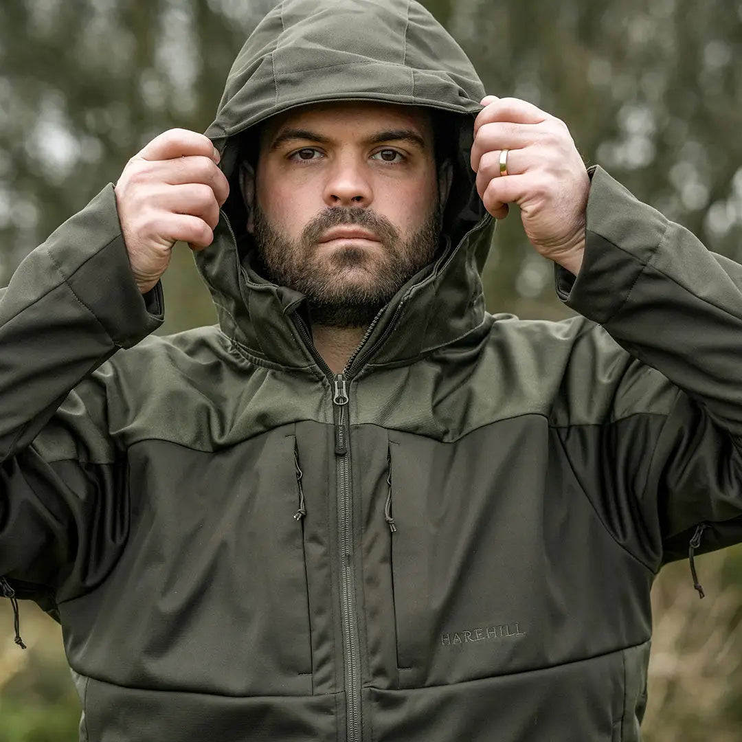 Olive green hooded jacket from Harehill Ridgegate Active Hybrid collection