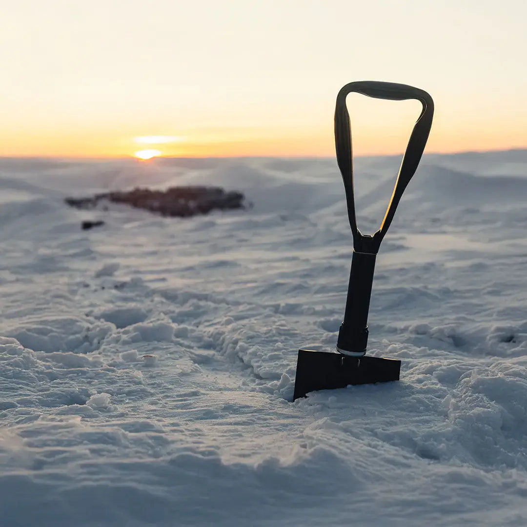 Black Highlander Double Folding Shovel for easy camping and outdoor adventures