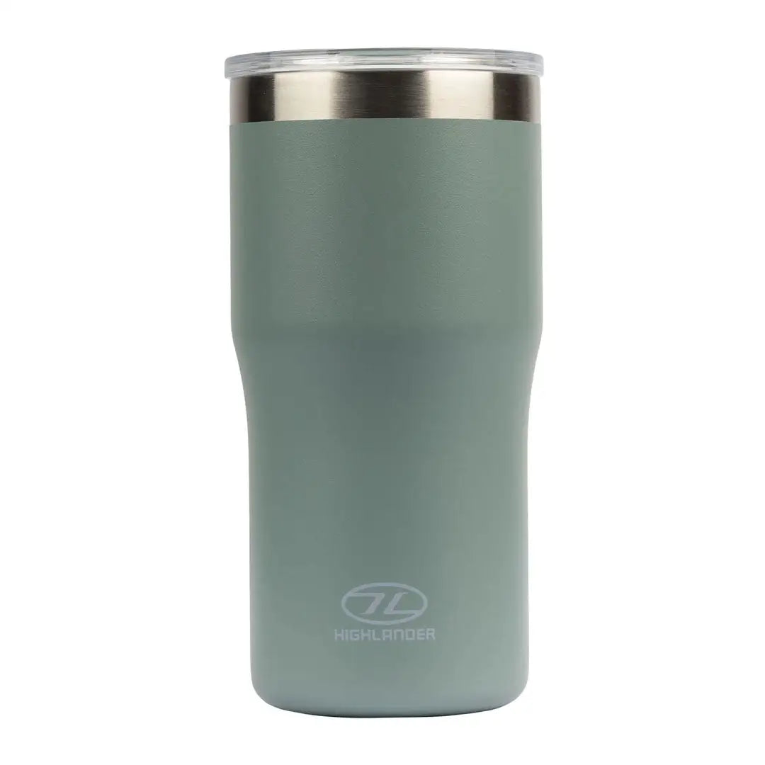 Insulated sage-green Highlander Guzzler 500 tumbler with Tritan lid for hot or cold drinks