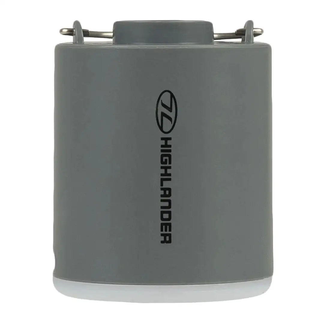 Gray cylindrical container with metal handles for Highlander Wee Banshee Micro Air Pump
