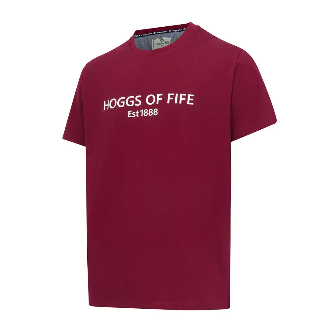 Maroon Fife Canonbie Printed T-Shirt by Hoggs of Fife on display