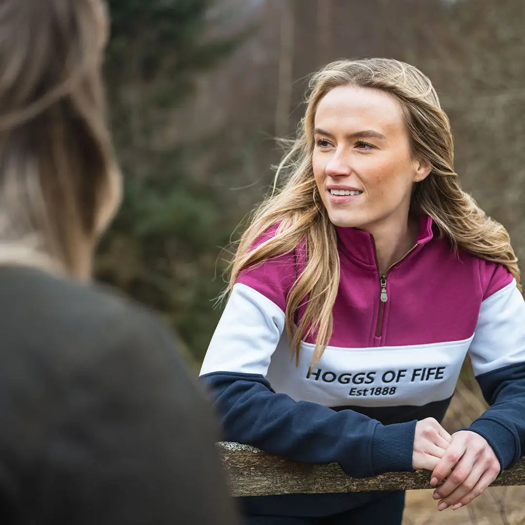 Color-blocked quarter-zip sweatshirt from Hoggs Of Fife Dumfries country clothing collection