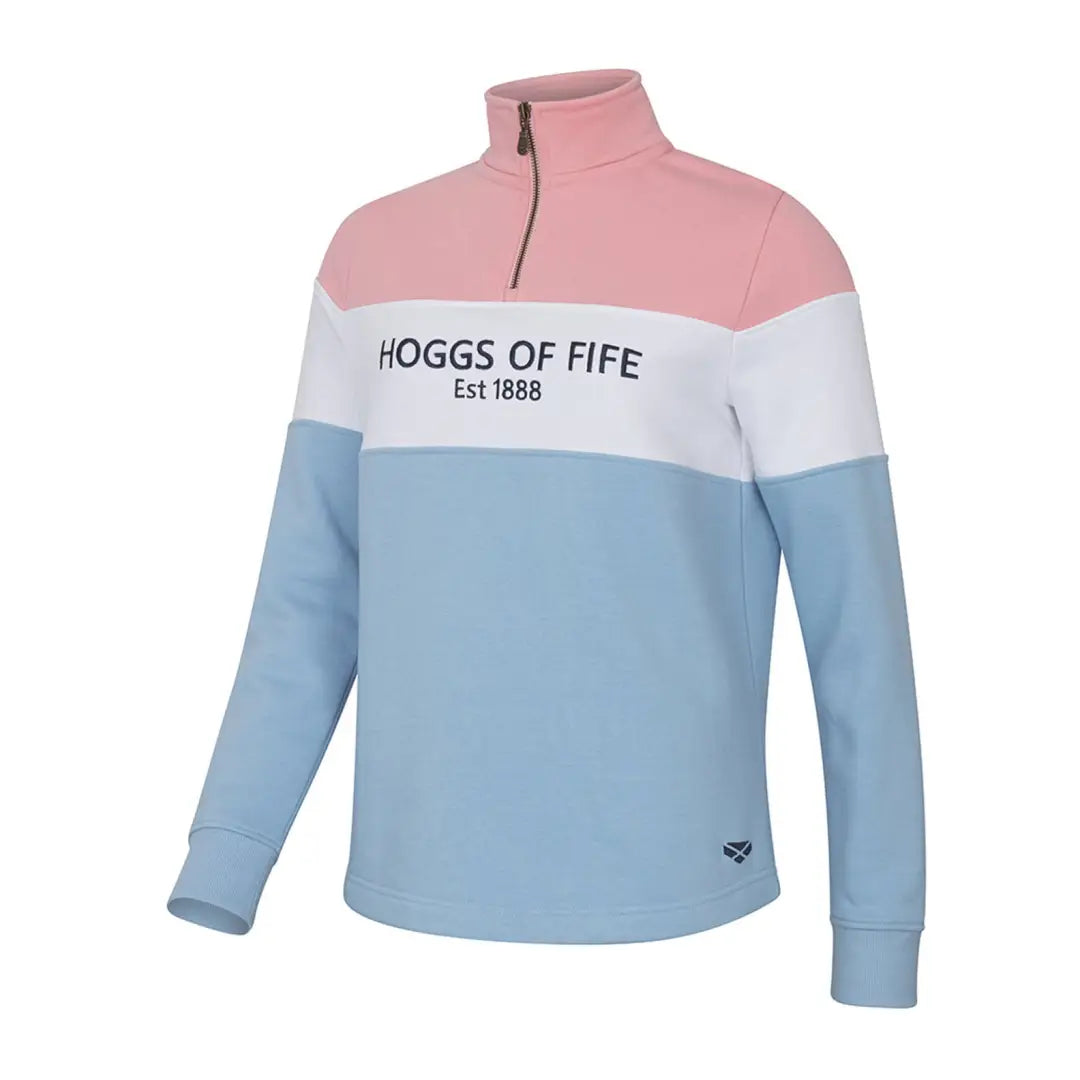 Tricolor quarter zip sweatshirt featuring HOGGS OF FIFE Est 1888 for ladies