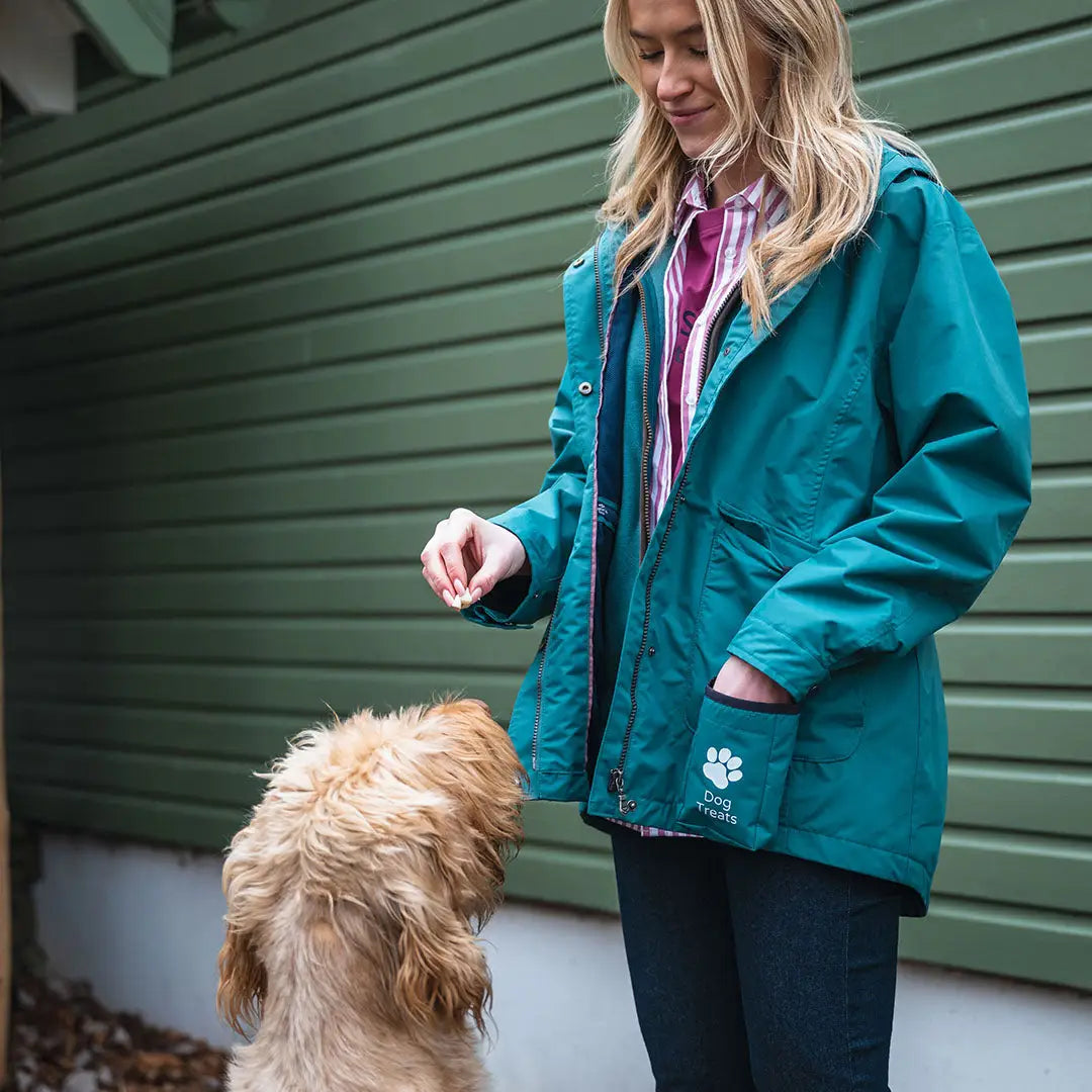 Teal Hoggs of Fife Fara Waterproof Jacket for stylish dog walks in any weather