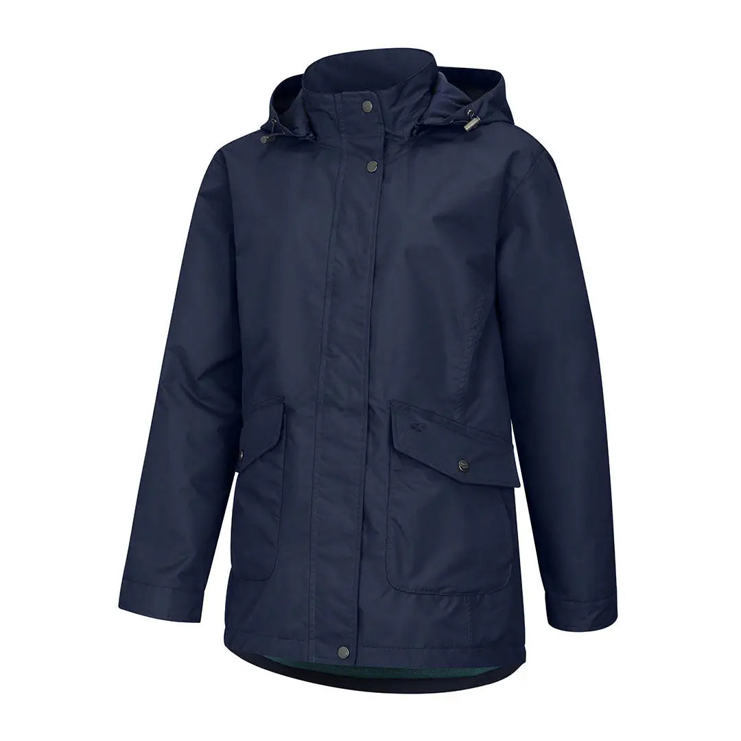 Navy blue hooded Hoggs of Fife Fara Waterproof Jacket for rainy days and style