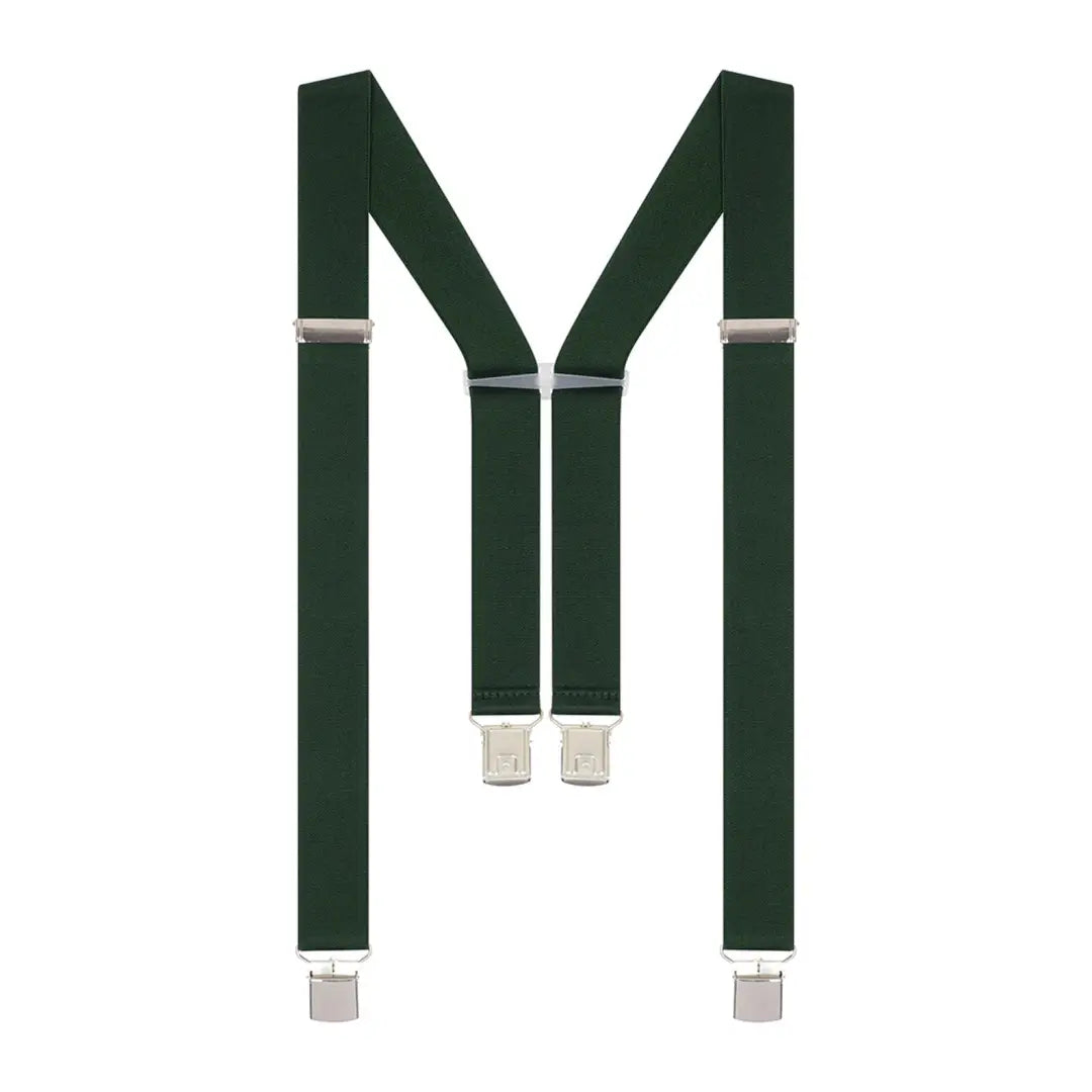 Dark green heavy duty braces with metal clips from Hoggs of Fife for style and support