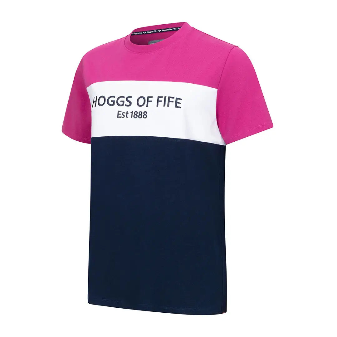 Hoggs of Fife Ladies Darcie Colour Block T-Shirt in vibrant color-blocked design